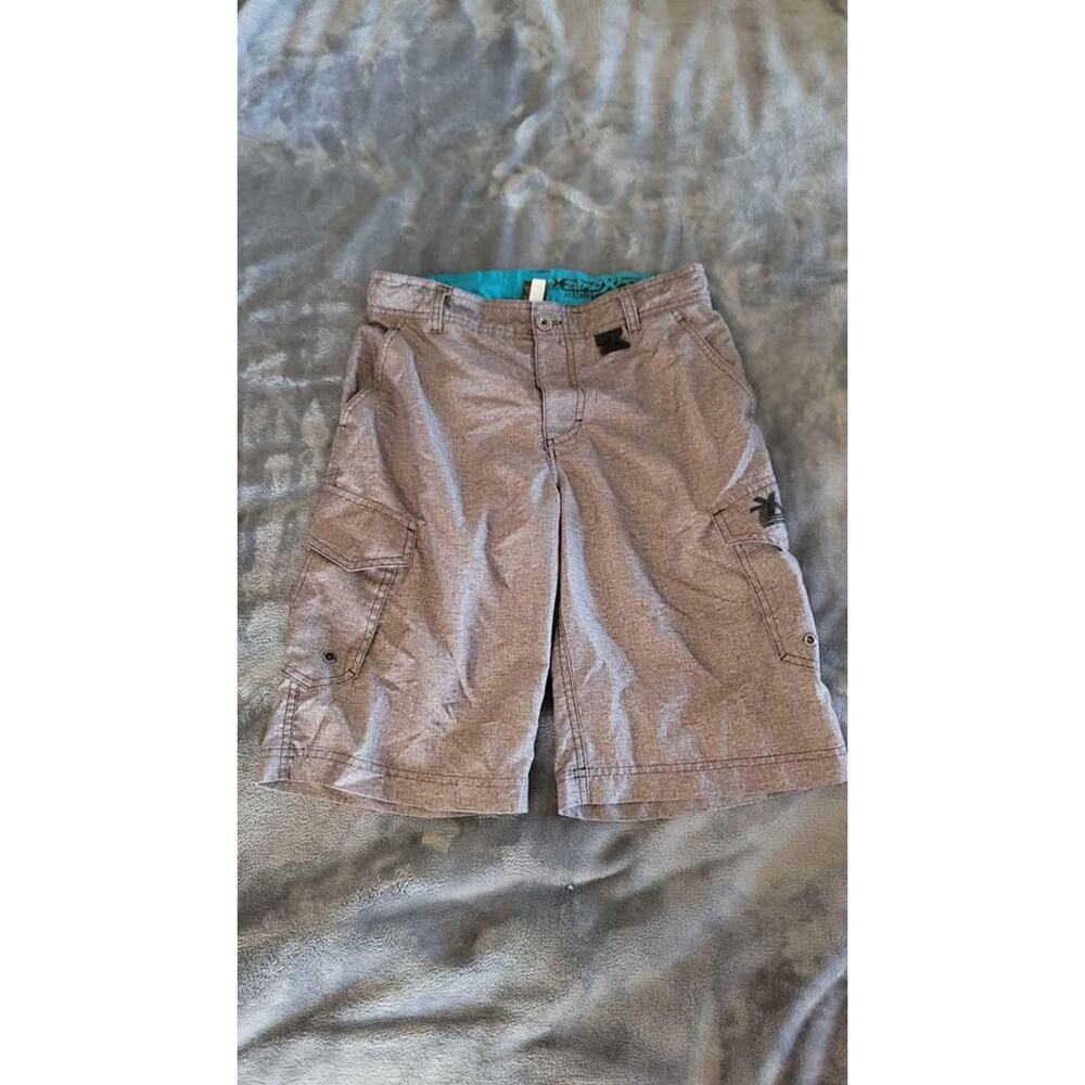 Zero Exposure Beach Street Boys Cargo Shorts Teal‎ Lining Size 14